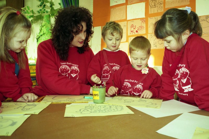Back to 1994 for this view of Town End Primary nursery pupils with teacher Joanna Brown.