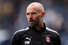 Paul Warne, Manager of Rotherham United looks on during the warm up prior to the Sky Bet Championship between Preston North End and Rotherham United at Deepdale on August 16, 2022 in Preston, England. (Photo by Lewis Storey/Getty Images)