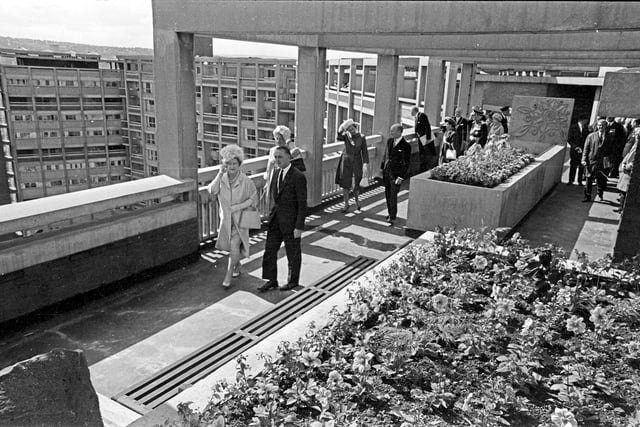 The Queen Mother pictured at the official opening of Hyde Park Flats, June 23,1966