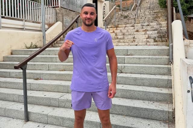Callum Simpson in hot weather camp