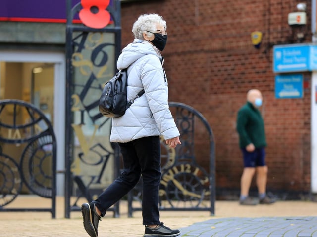 Shoppers wearing face masks in the town centre