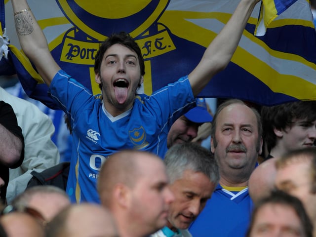 A Pompey fan revels in the occasion.