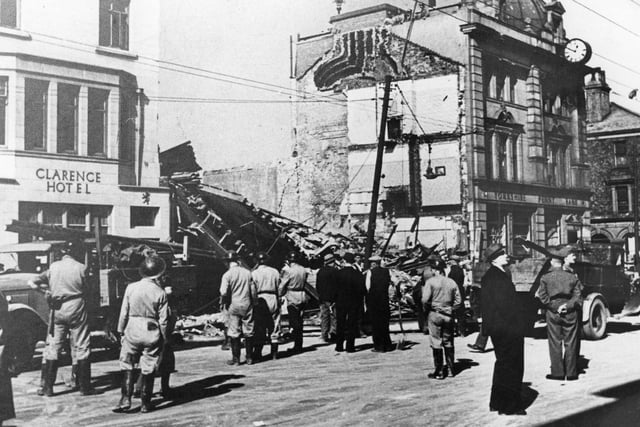 The Yorkshire Penny Bank, Edgar Phillips' shop and flats were all affected by the bombardment of Church Street, Hartlepool, in August 1940.