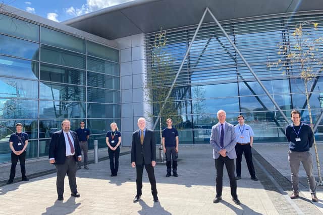 From left: (Front) Maurizio Cunningham-Brown CEO and founder of Ultimate Battery Company, Malcolm Earp Chief Operating Officer and Chief Commercial Officer of UBC, Dr Keith Ellis, Chief Security Officer and Dr Steve Bowles, AMRC Team Leader.