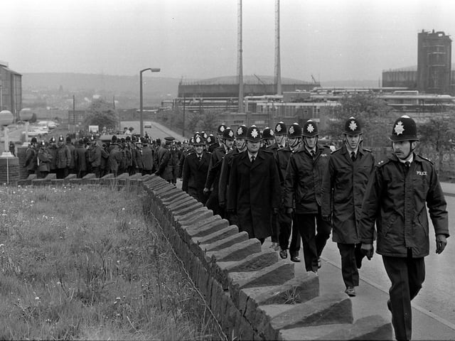 Police at Orgreave on May 25 1984.