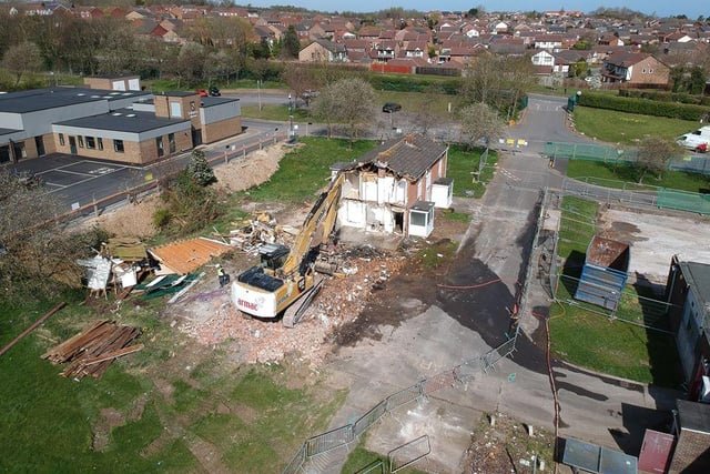 The former school caretaker's house on the site is among the buildings demolished so far.