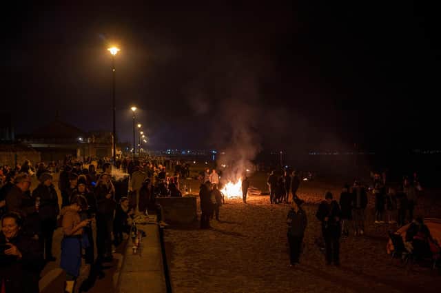 Locals wrapped up warm and flocked to Portobello Beach, where many had lit bonfires, to ring in the new year.