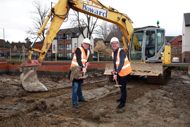Works has started on new housing schemes near Manor Park, Sheffield. From left to right, Sean McClean, Chair of SHC Board of Directors and Head of Capital Delivery Service at Sheffield City Council, with Project Director at SHC, Steve Birch.