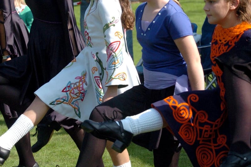 Members of the St Patrick's Irish Dancers give a display at Concord Park fun day in Sheffield on September 10, 2006