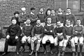 The Sheffield representative football team photographed in 1875. The women can be seen on the back row.