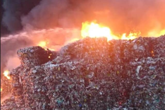 Firefighters tackle a blaze at a recycling centre in Wath-Upon-Dearne, Rotherham