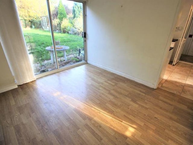 A pleasant dining room includes uPVC patio doors that lead into the back garden. With laminate flooring, a decorative ceiling-light, radiator and door leading to the kitchen, this is a lovely room for your evening meal or to host guests.