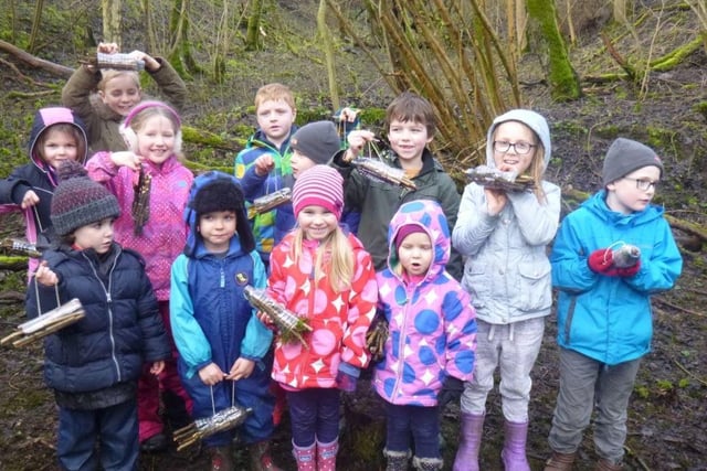 Youngsters learnt how to make dens and bug hotels during a half-term event at Millers Dale, organised by Derbyshire Wildlife Trust in 2017