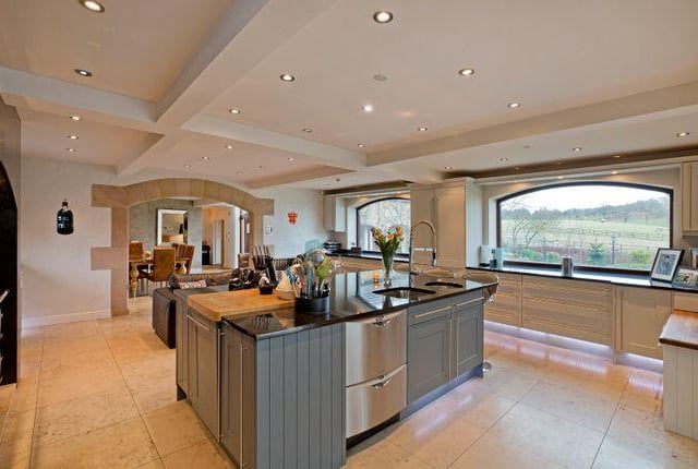 The kitchen is large and stylish, and ideal for living family use