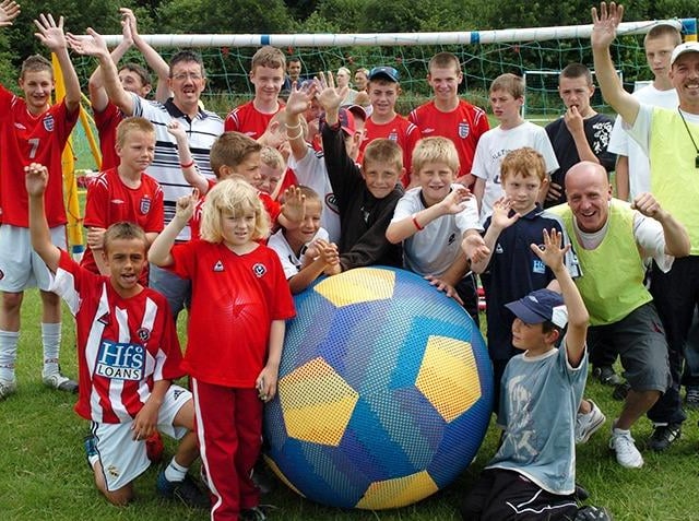 Young footballers at the Heeley Boys Football Club 10th Anniversary fun day, on July 16, 2005