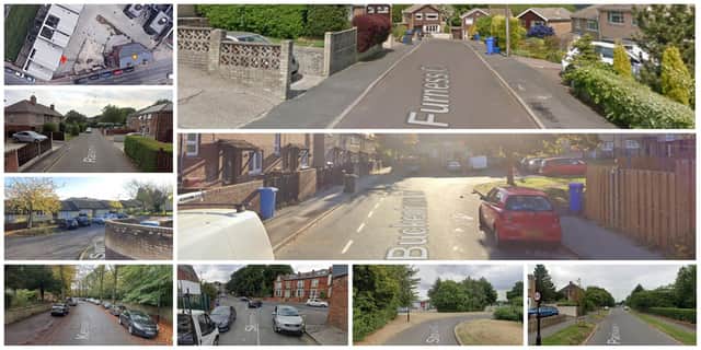 Pictured are the nine worst streets in Sheffield for vehicle crime in January 2023, according to newly-released police data