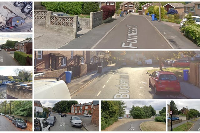 Pictured are the nine worst streets in Sheffield for vehicle crime in January 2023, according to newly-released police data