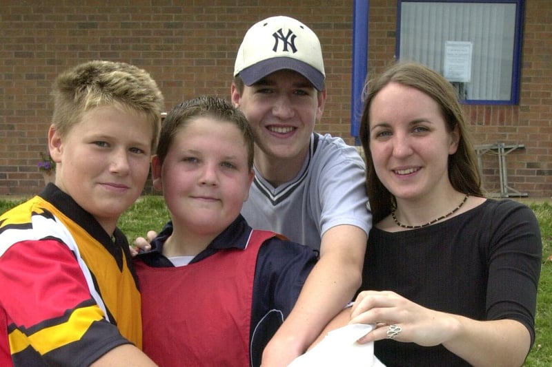 Pictured at the  Hillsborough Hawks Summer gala in 2003 were Brad Emery, Rikki Latham, Craig Latham and Jenny Kenrick on the tombola stall