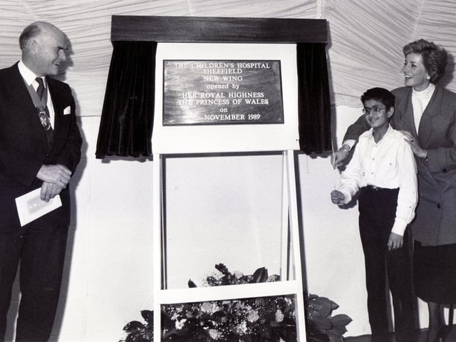 A new wing is opened by Her Royal Highness, Diana, the Princess of Wales, at Sheffield Children's Hospital on November 19, 1989