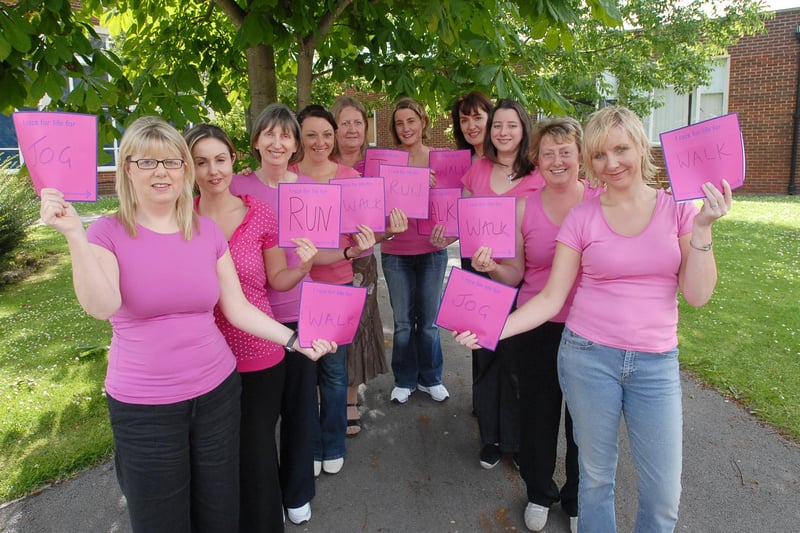 Staff from St Joseph's Comprehensive School who took part in Race For Life in 2008. Does this bring back memories?