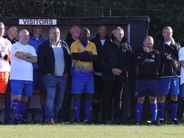 The Mansfield Town legends managerial team, including Paul Holland, George Foster, Aidy Boothroyd and Steve Parkin