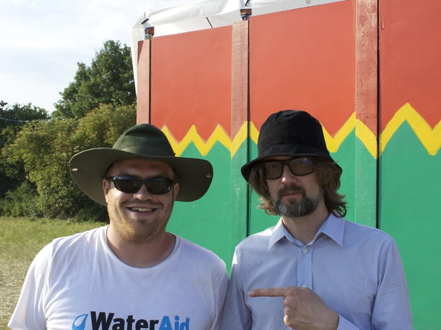 Fan Sam Wearing with Jarvis Cocker at Glastonbury