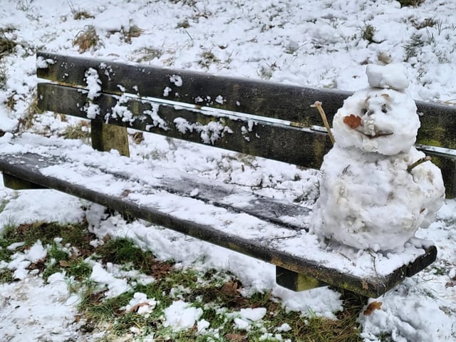 A lone snow man in Rookery Park. From Syd Greig.