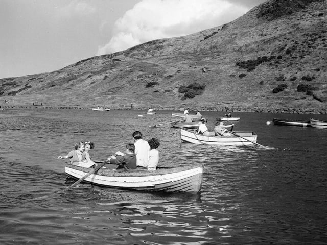 Boating on St Margaret's Loch in July 1957.