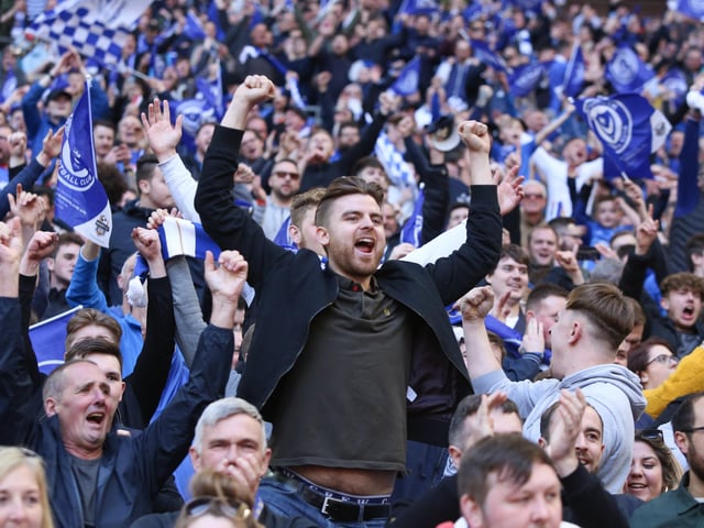 Pompey fans at Wembley for EFL Trophy final in 2019.