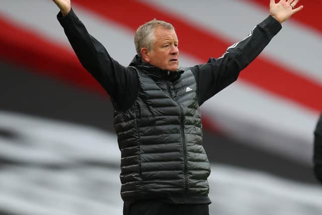 Chris Wilder manager of Sheffield Utd during the Premier League match at the Emirates Stadium, London.   Simon Bellis/Sportimage