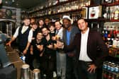 Toasting the success of the world-beating new rum menu (from left to right) Cubana co-owner Adrian Bagnoli, Ian A. V. Burrell and the writers of the new menu Ricardo Correia and Ethan Fellows.