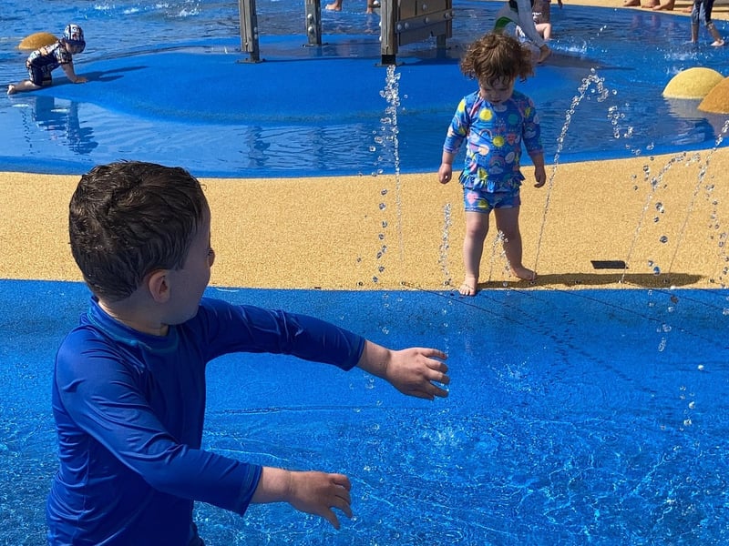 Eddie and Rosanna Morton at Southsea's splash park, which is opposite the D-Day Museum car park