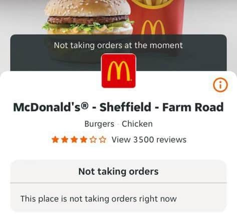 A number of McDonalds brances announced they were not taking iorders yesterday.