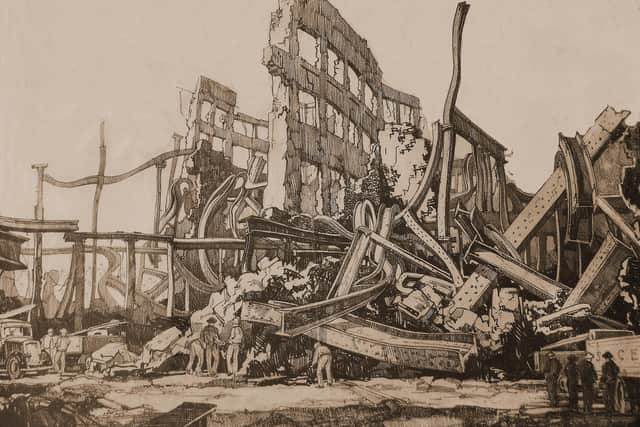 Atkinsons After The Blitz, an drawing by Kenneth Steel