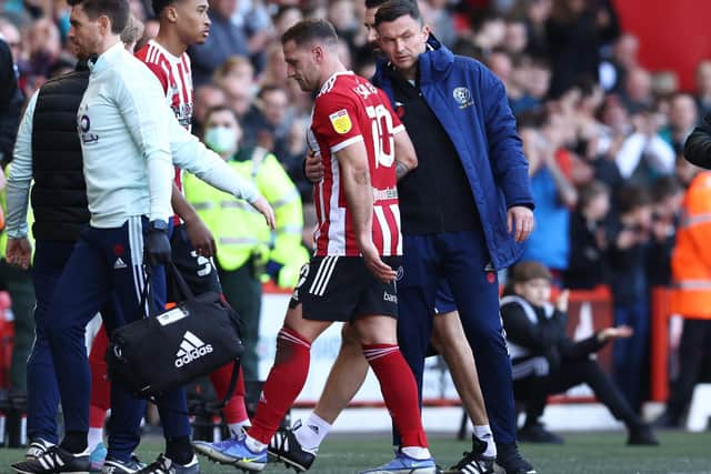 Billy Sharp walks off injured duing Sheffield United's win over Barnsley: Darren Staples / Sportimage