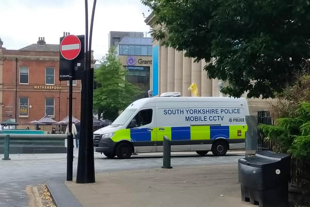 The protest was watched by a mobile CCTV unit from South Yorkshire Police.