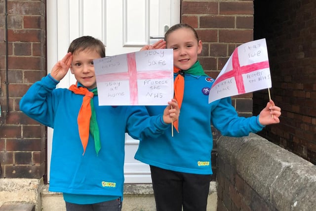 Woodhouse Beavers take part in the clap for the NHS.