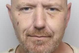 Pictured is Liam Taffinder, aged 41, of Binstead Road, near Wadsley Bridge, Sheffield, who has been sentenced at Sheffield Crown Court to 36 months of custody after he pleaded guilty to three burglaries, two car thefts and two counts of assaulting an emergency worker, namely two police officers.