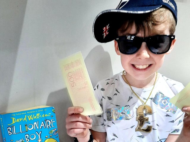 Noah Powell from Waterlooville dressed as Billionaire Boy for World Book Day.