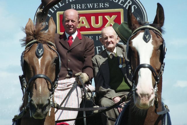 A ride on a Vaux dray in July 1993 for First World War veteran Bill Rennoldson.