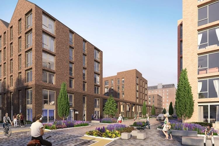 Due for completion in 2023, the Bonnington Place Lane development includes 453 homes, alongside commercial units and a bike cafe.