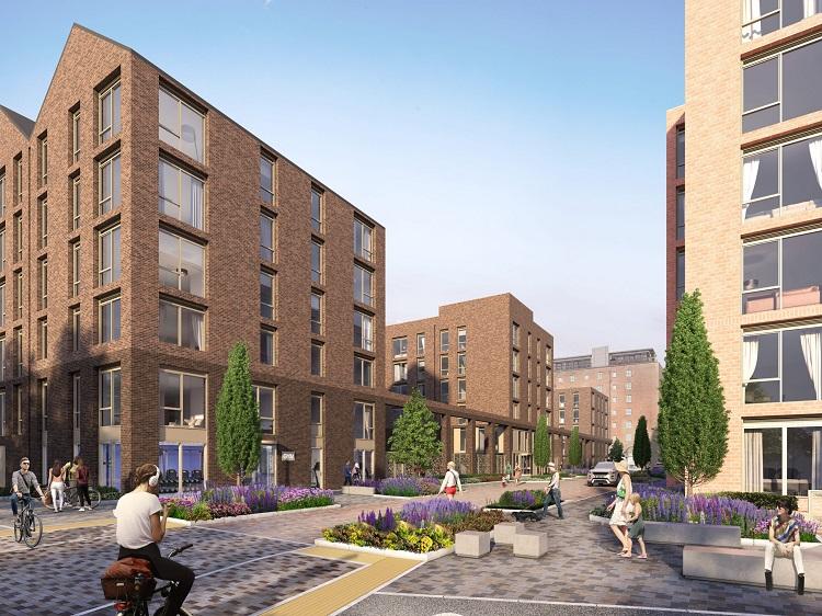 Due for completion in 2023, the Bonnington Place Lane development includes 453 homes, alongside commercial units and a bike cafe.