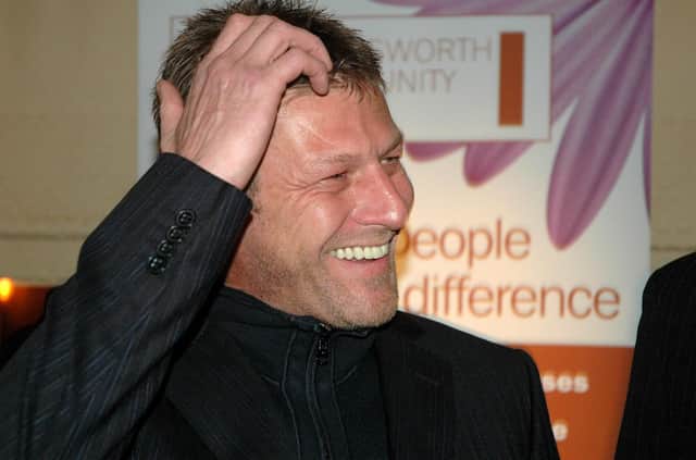 Sean Bean laughing at a Handsworth Recreation Ground party