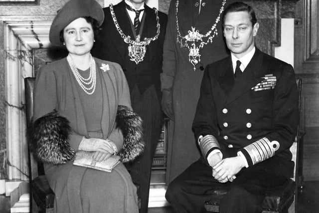 King George VI and Queen Elizabeth with Coun. and Mrs. Luther F. Milner (Lord Mayor) - 6th January 1941
