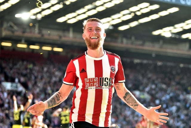 Oli McBurnie celebrates after scoring a goal which is then disallowed for offside  following a VAR review during the Premier League match between Sheffield United and Southampton at Bramall Lane in September. (Photo by Nathan Stirk/Getty Images)