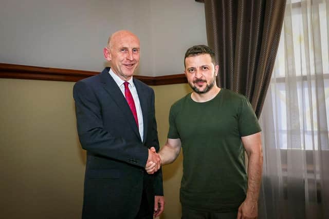 John Healey MP (left), seen here with the President of Ukrainian Volodymyr Zelensky