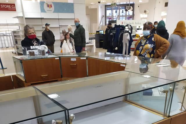 Virtually all the cosmetic and jewellery cabinets were empty at Debenham's on its final day in Sheffield.
