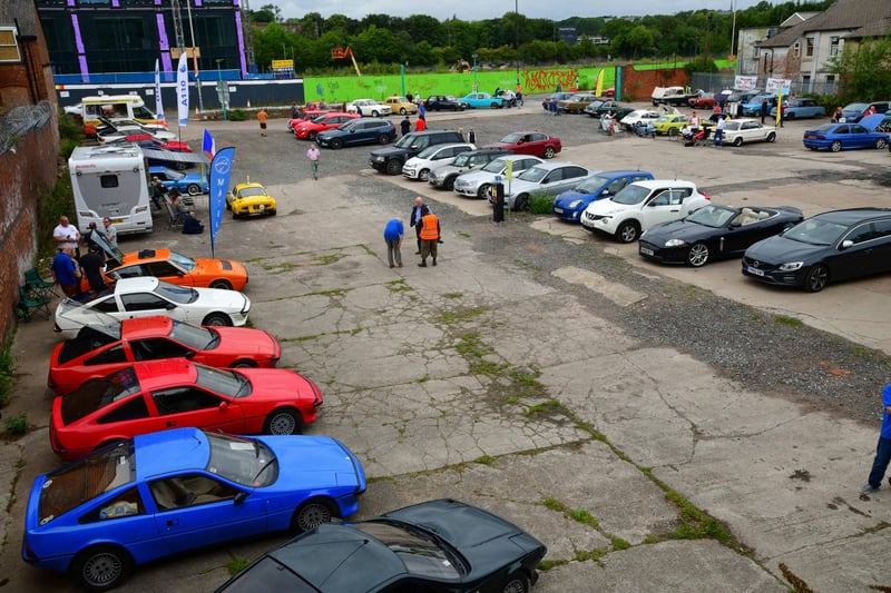 A bird's eye view of some of the cars on show.