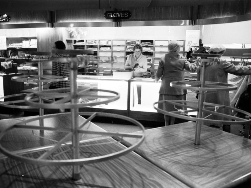 The last few customers at the glove department of RW Forsyth in  Princes Street, one of Edinburgh's most famous department stores, before it closed in October 1981.