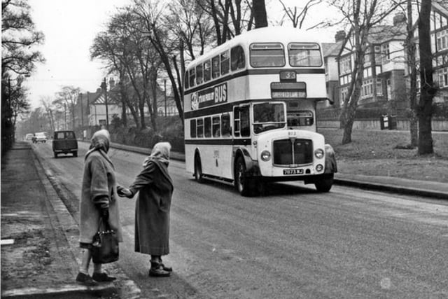 Bus service no 33 on Barnsley Road in Pitsmoor, Sheffield, in 1964